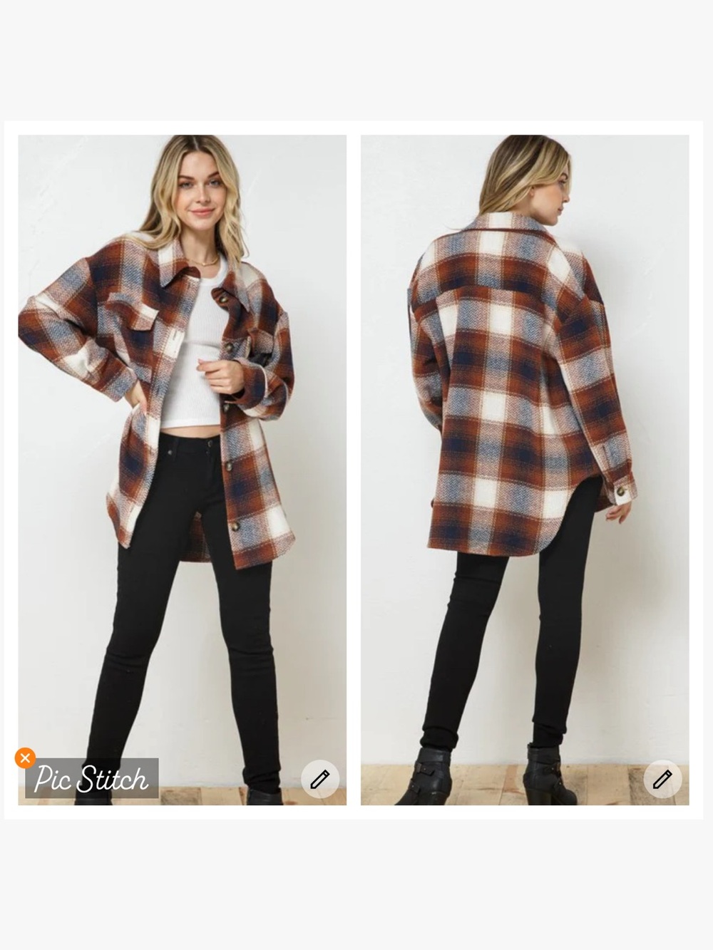 Akaiv Oversized Plaid Shacket